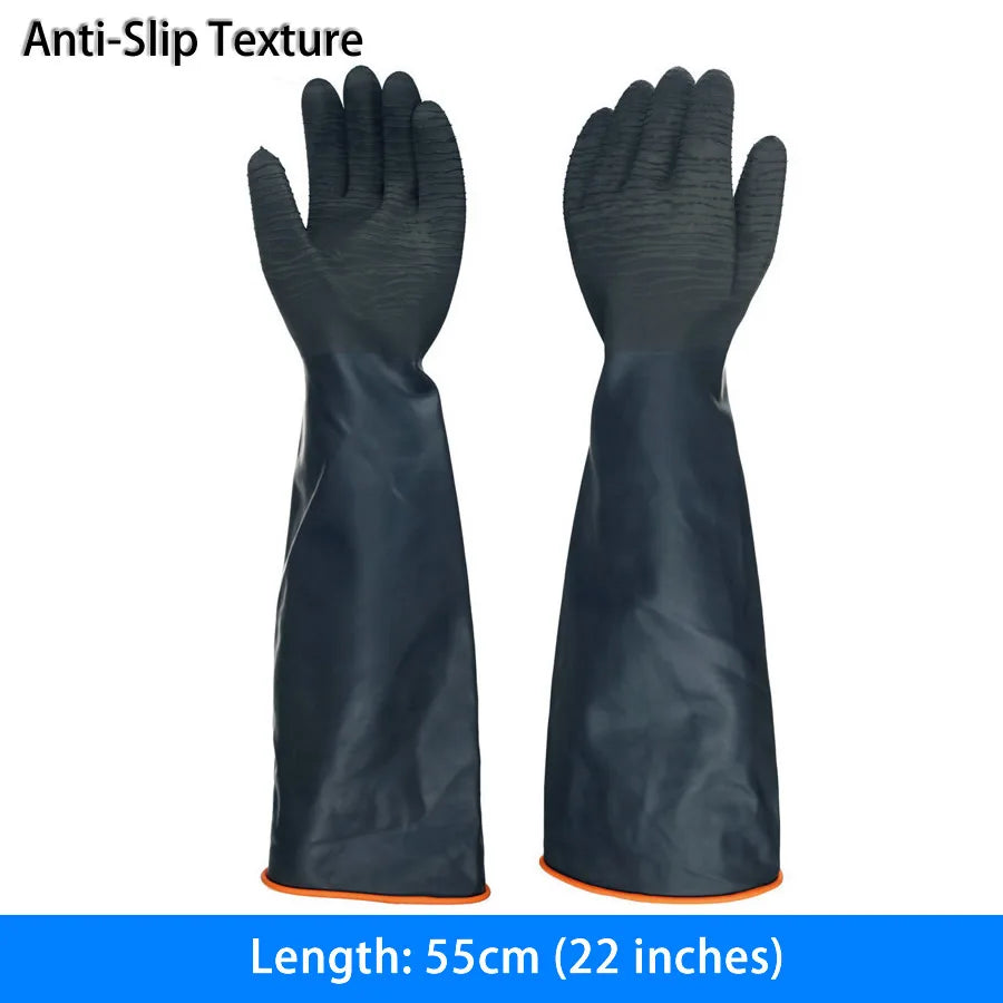 Heavy Duty Chemical Resistant Rubber Gloves - 14-22 Inch Industrial Safety Gloves