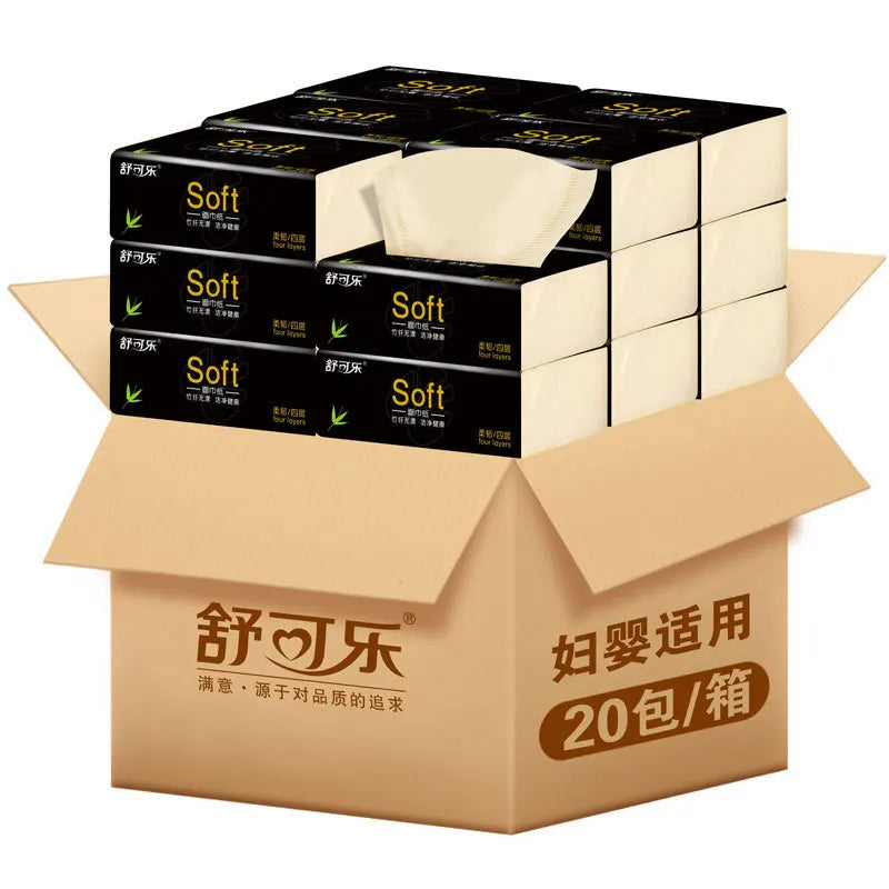 10-50 Packs, Four-layer Thickened, Bamboo Pulp Tissue Paper, 240 Sheets/pack, 60 Sheets/pack, Toilet Paper And Facial Tissue