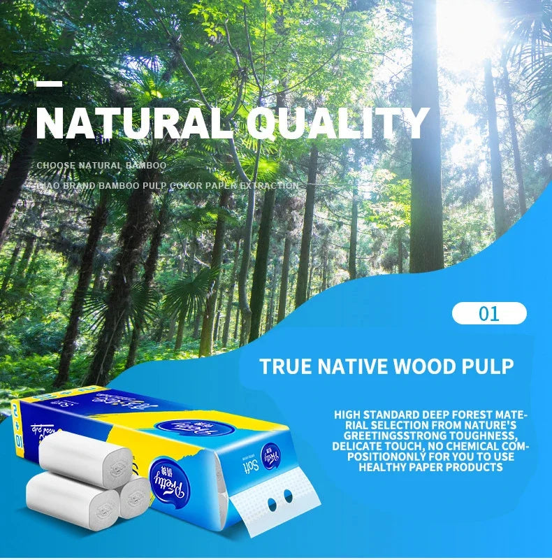 12 Rolls of Full Box of Roll Paper Five Layers of Thickened Core Roll Toilet Paper Toilet Paper