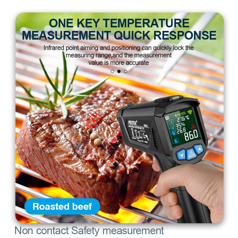 Mestek Digital Infrared Thermometer -50°C to 800°C Non-Contact Laser Temperature Gun