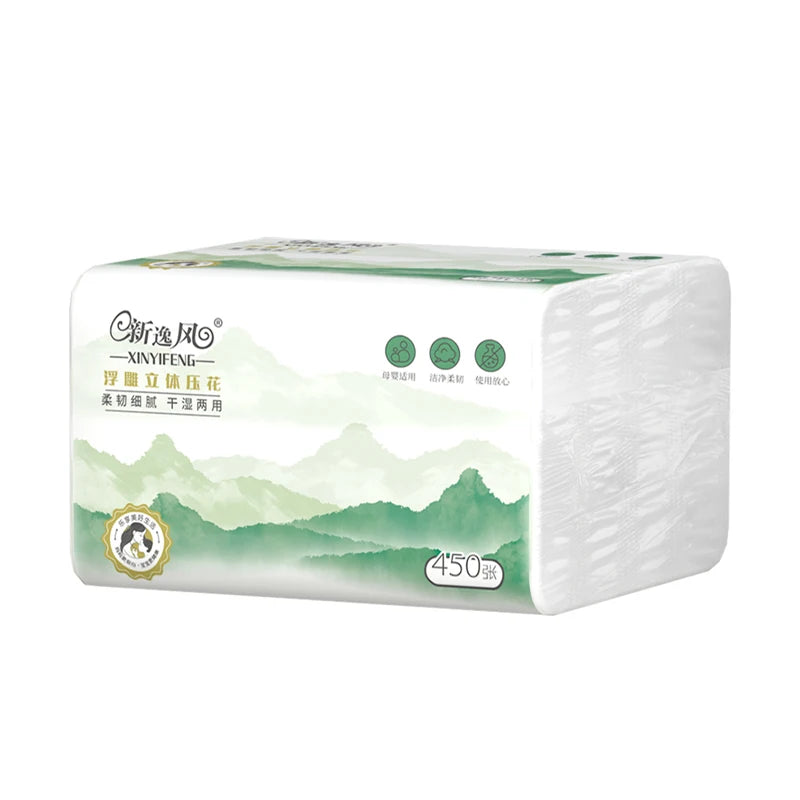 18 Packs Full Case of 200 Sheets of Toilet Paper Wholesale Log Napkins Embossed Facial Tissue Paper Household Paper Towels