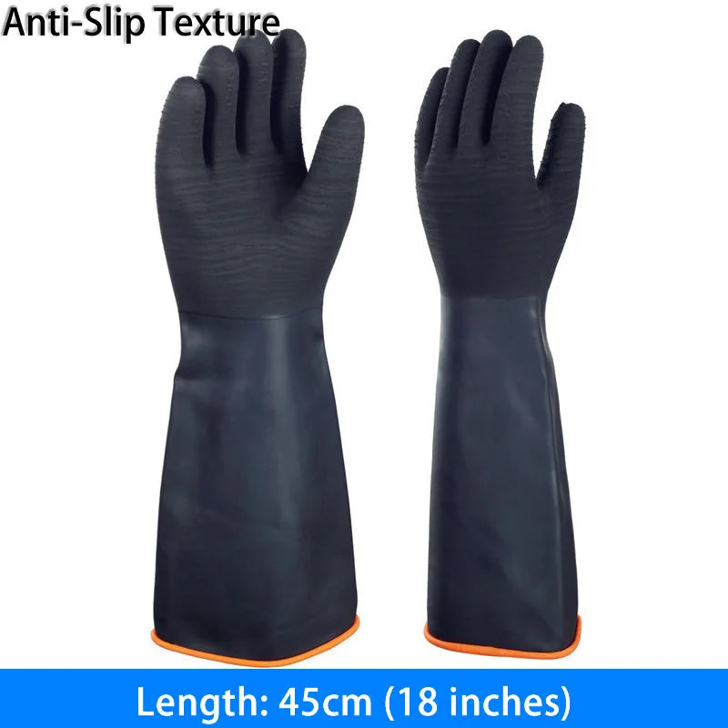 Heavy Duty Chemical Resistant Rubber Gloves - 14-22 Inch Industrial Safety Gloves