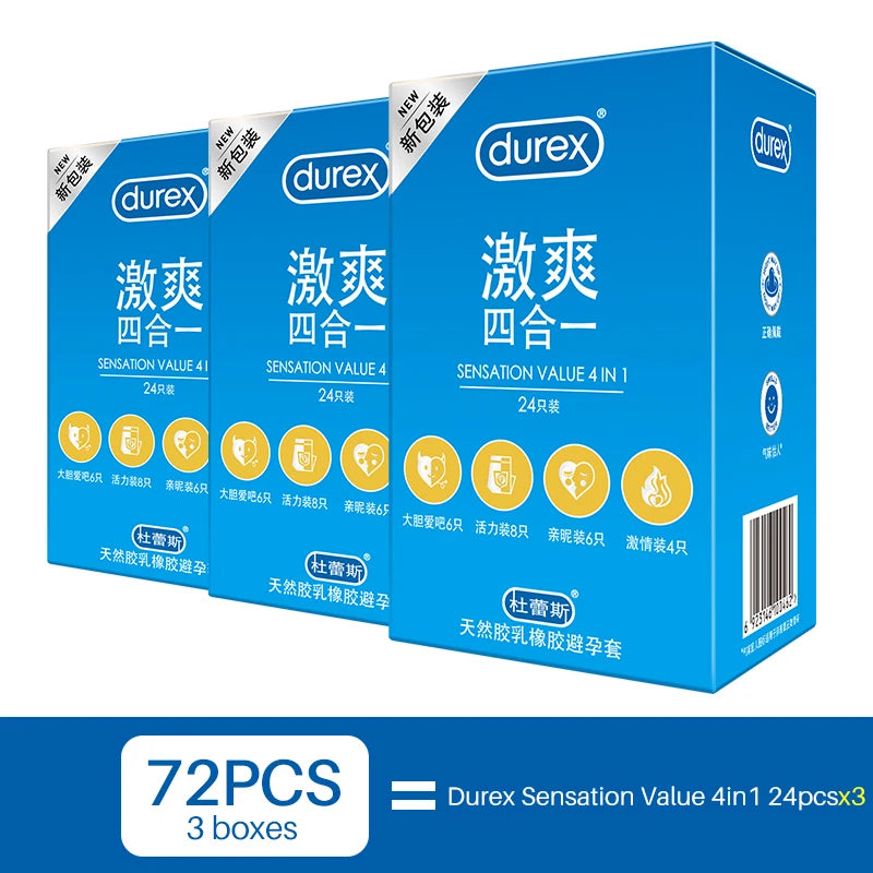 Durex Sensation Value Pack - 4 Types Natural Latex Condoms Variety Pack
