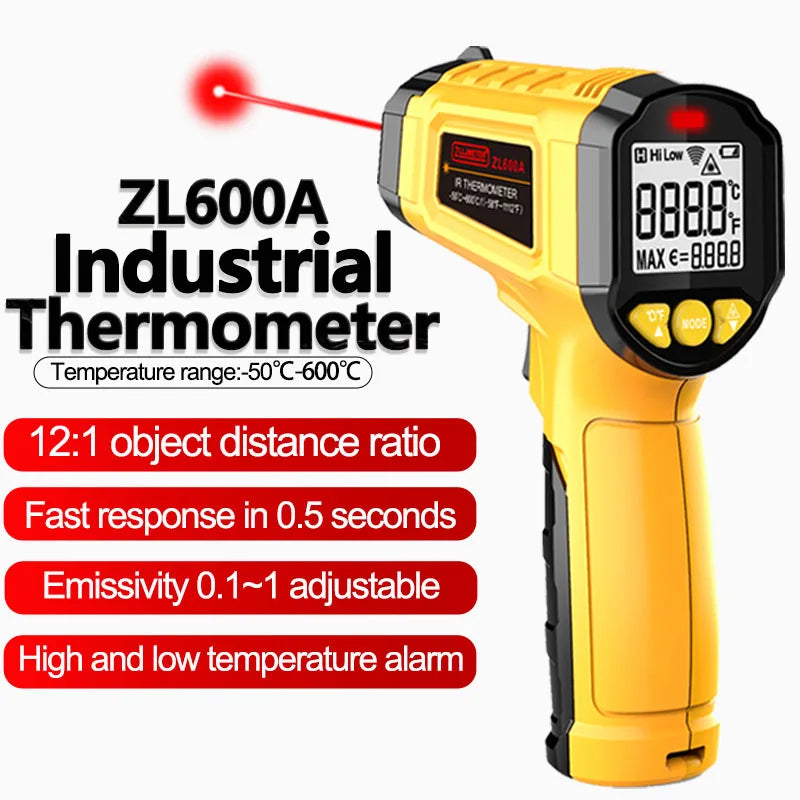 Digital Infrared Thermometer -50~600°C | Non-Contact Laser Temperature Gun Pyrometer
