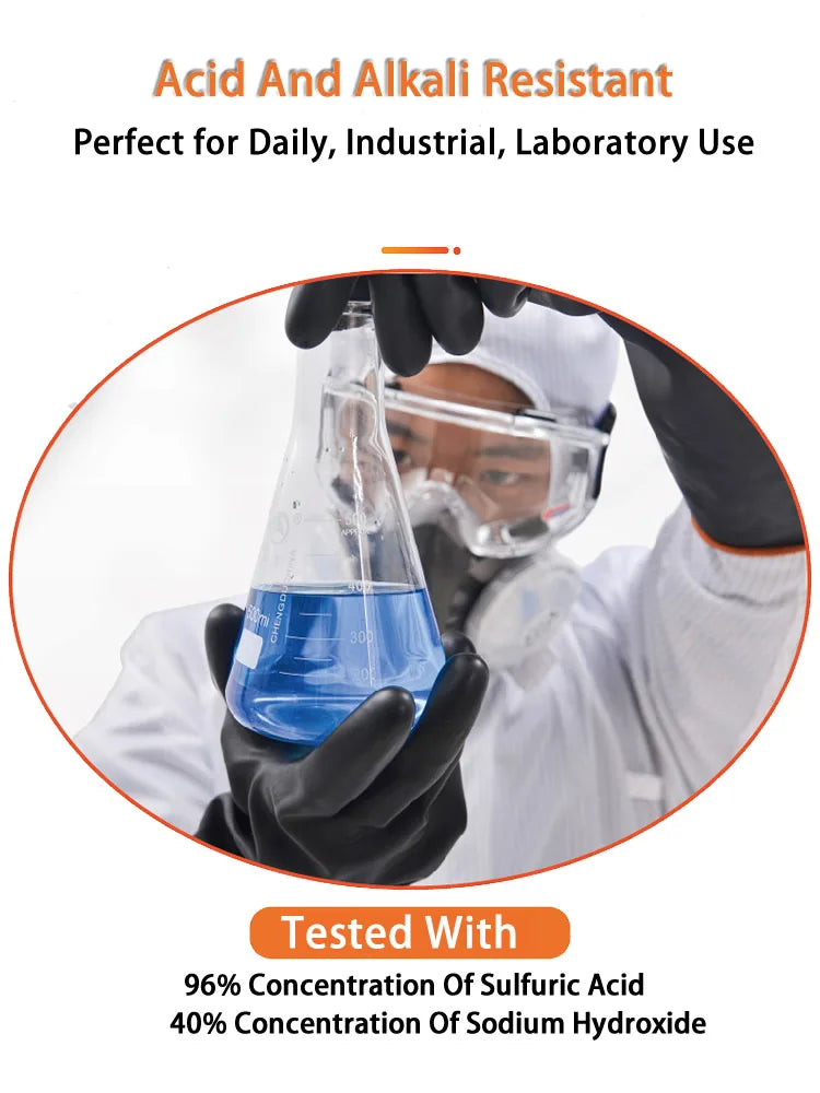 Heavy Duty Chemical Resistant Rubber Gloves - 14-22 Inch Industrial Safety Gloves