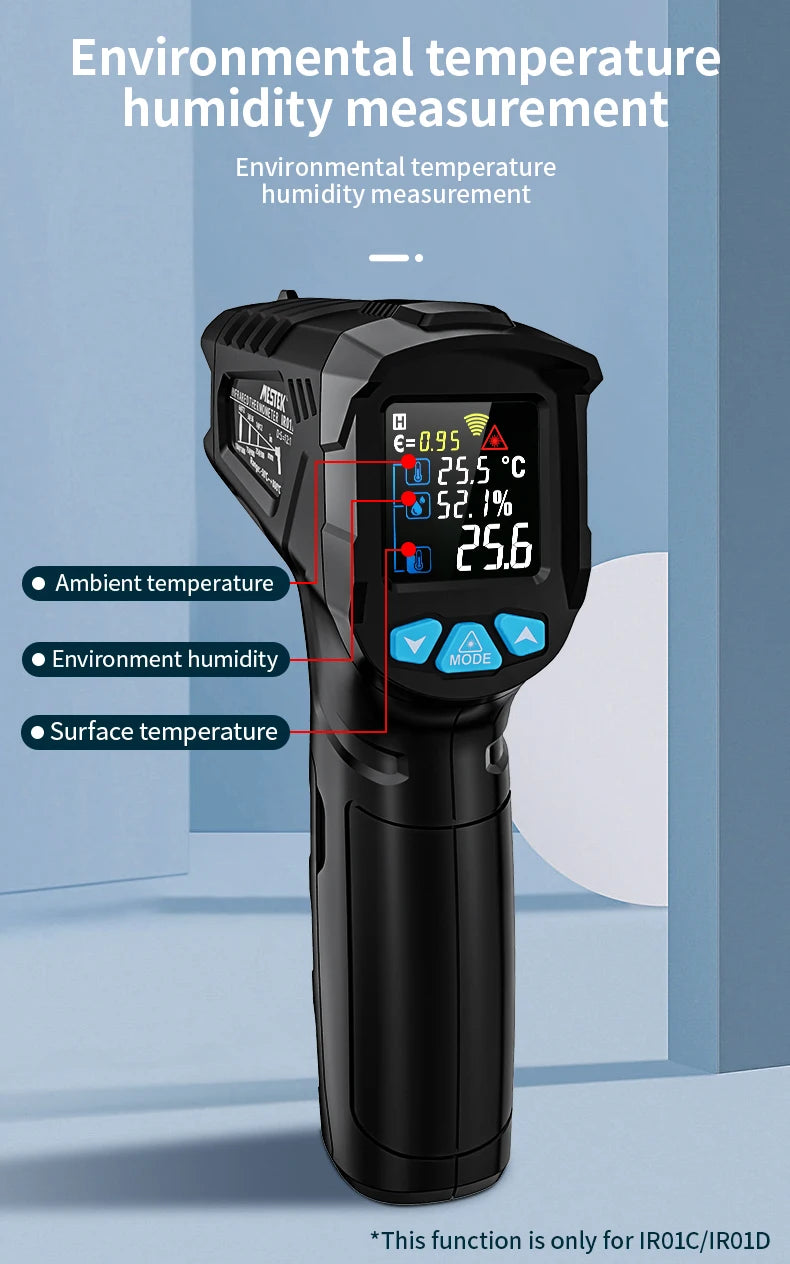 Mestek Digital Infrared Thermometer -50°C to 800°C Non-Contact Laser Temperature Gun