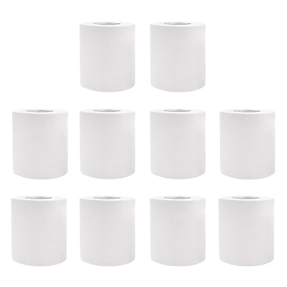 10pcs 100G Small Toilet Roll 4-Ply Wood Pulp Toilet Paper Thicker Softer Eco-Friendly Recycled For Home Hotel Use