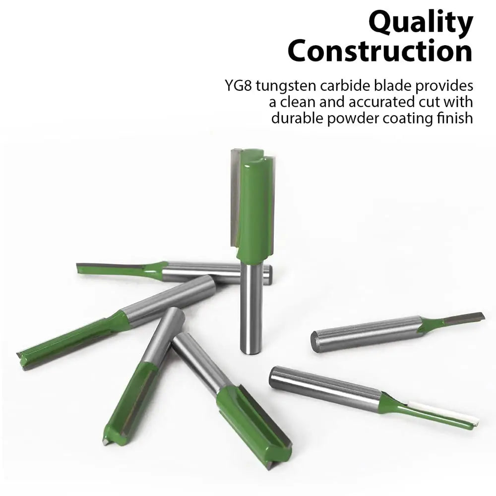 Tungsten Carbide Router Bits 1/4" 6mm Shank - Single & Double Flute Straight Milling Cutter Set