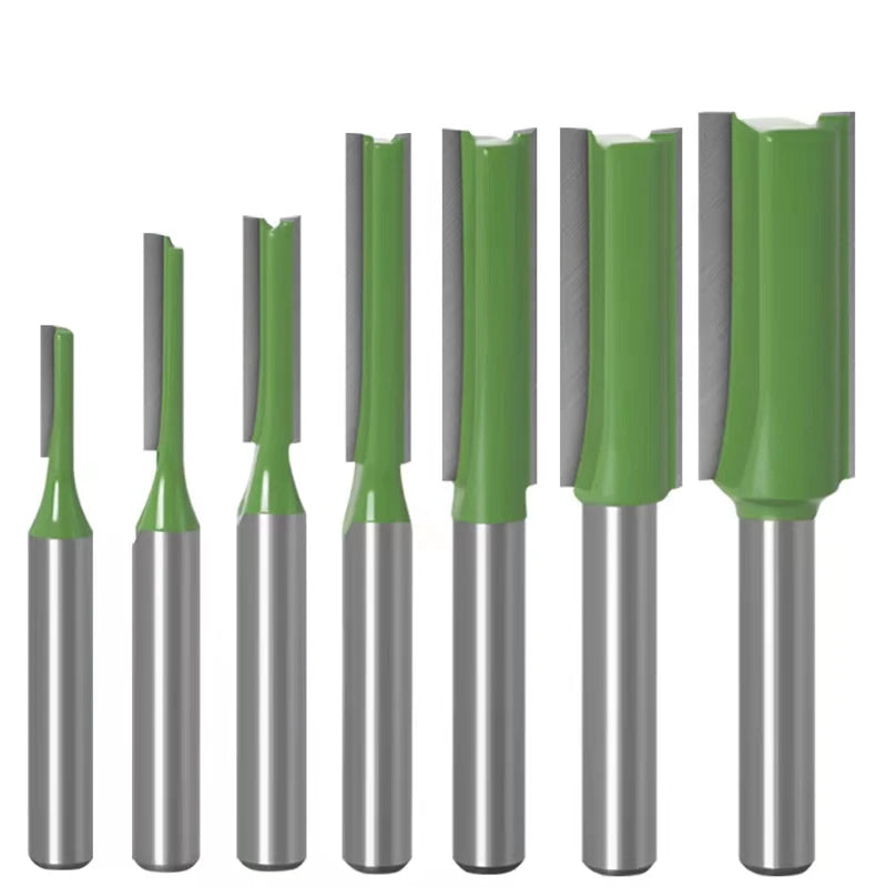 Tungsten Carbide Router Bits 1/4" 6mm Shank - Single & Double Flute Straight Milling Cutter Set