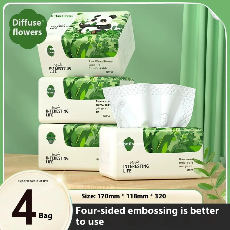 10 Packs of Household Napkins 320 Sheets of Thickened Affordable Load Facial Tissue Paper Logs Clean and Soft Toilet Paper