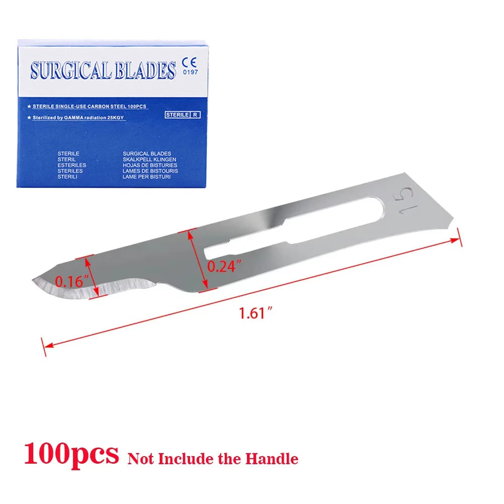 Sterile Surgical Scalpel Blades 100pcs - Carbon Steel #10 #11 #15 - AZDENT Medical Grade