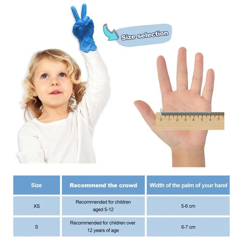 Kids Disposable Nitrile Gloves - Powder Free Latex Free for Cleaning Crafting Painting Gardening