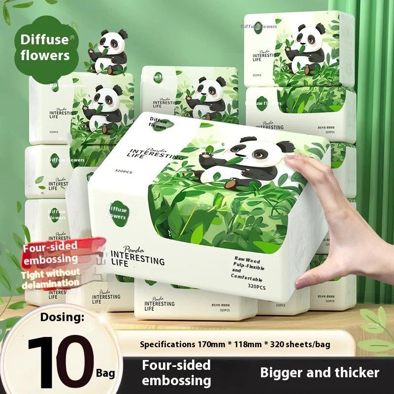 10 Packs of Household Napkins 320 Sheets of Thickened Affordable Load Facial Tissue Paper Logs Clean and Soft Toilet Paper