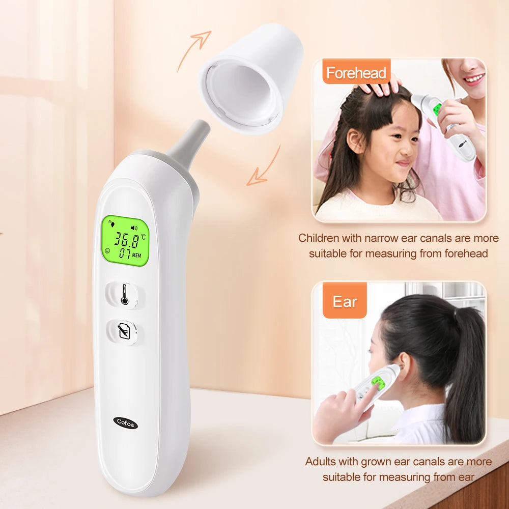 Cofoe Digital Infrared Thermometer - Non-Contact Forehead & Ear Thermometer for Adults & Infants