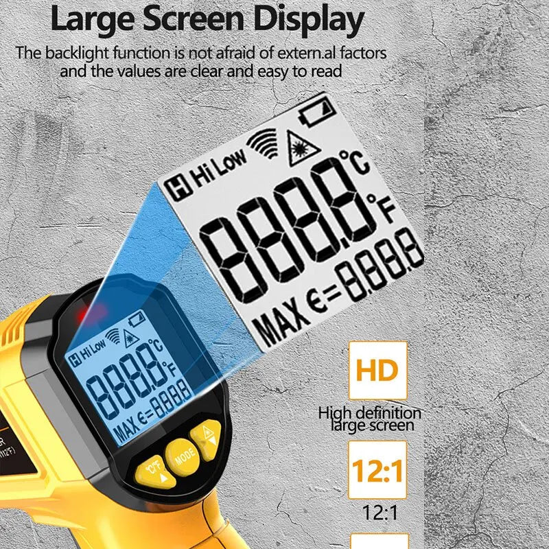 Digital Infrared Thermometer -50~600°C | Non-Contact Laser Temperature Gun Pyrometer