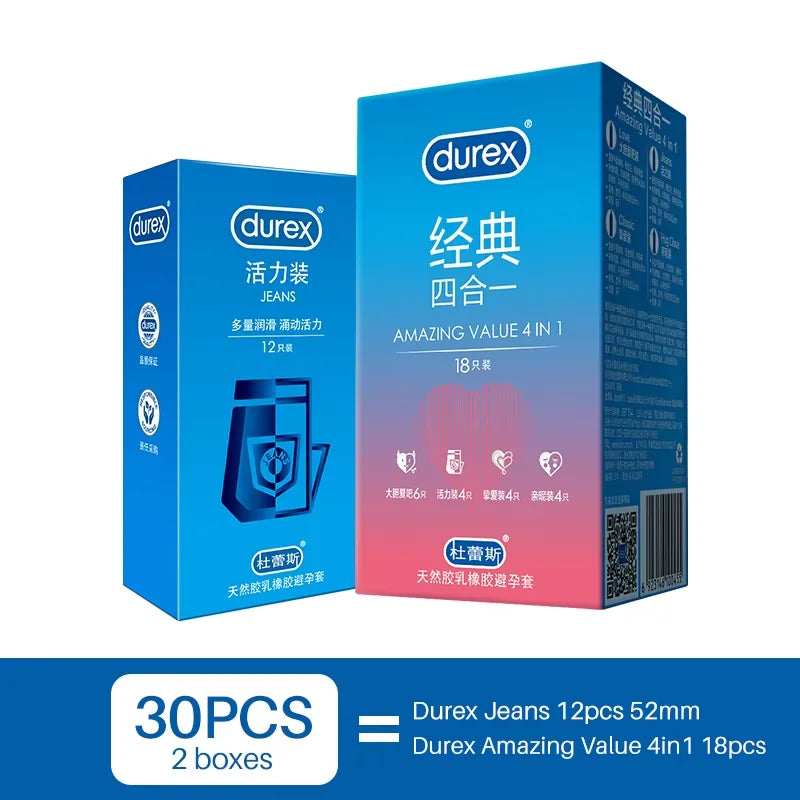 Durex Sensation Value Pack - 4 Types Natural Latex Condoms Variety Pack