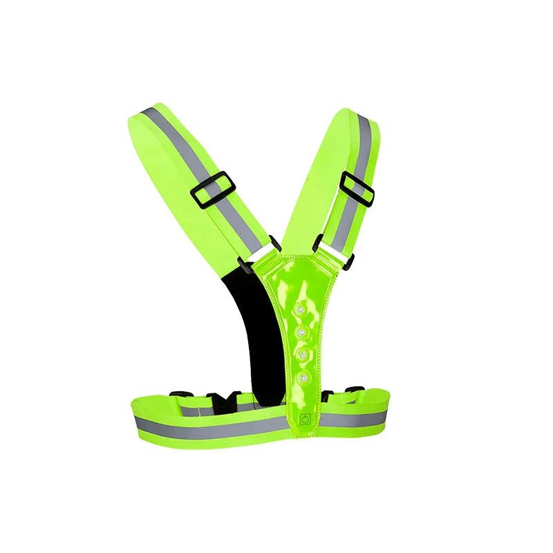 LED Safety Reflective Vest - Adjustable Running Cycling Night Visibility Vest