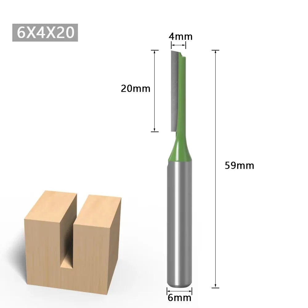 Tungsten Carbide Router Bits 1/4" 6mm Shank - Single & Double Flute Straight Milling Cutter Set