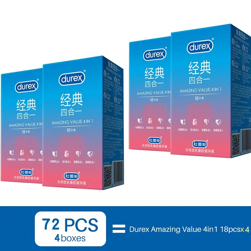 Durex Sensation Value Pack - 4 Types Natural Latex Condoms Variety Pack
