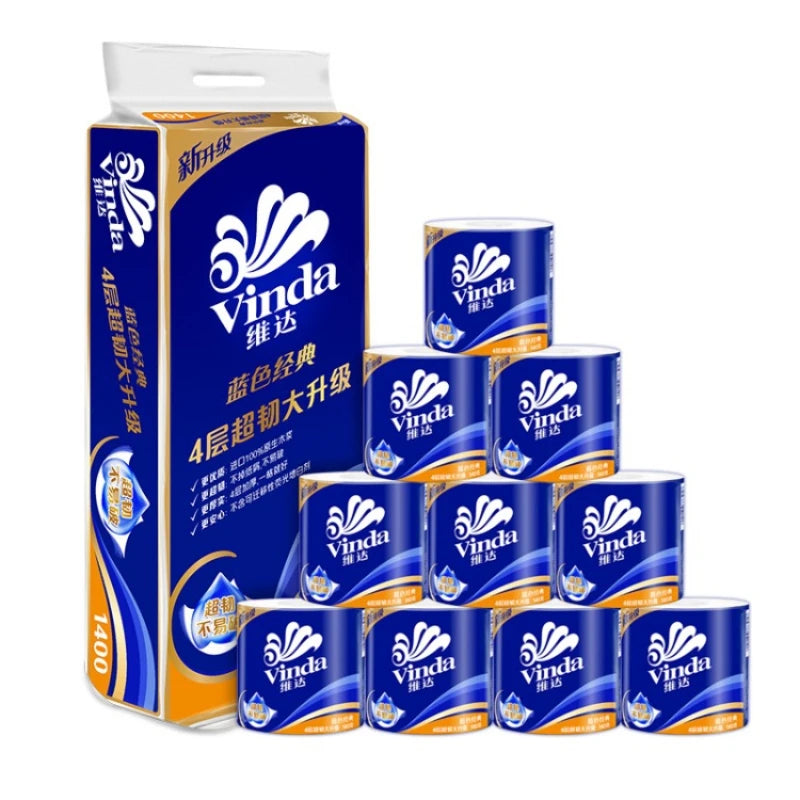 10-30 Rolls Of Vinda Paper, 4 Layers, 140g Per Roll, Blue Household Toilet Paper, Toilet Roll Paper, Stock Selection