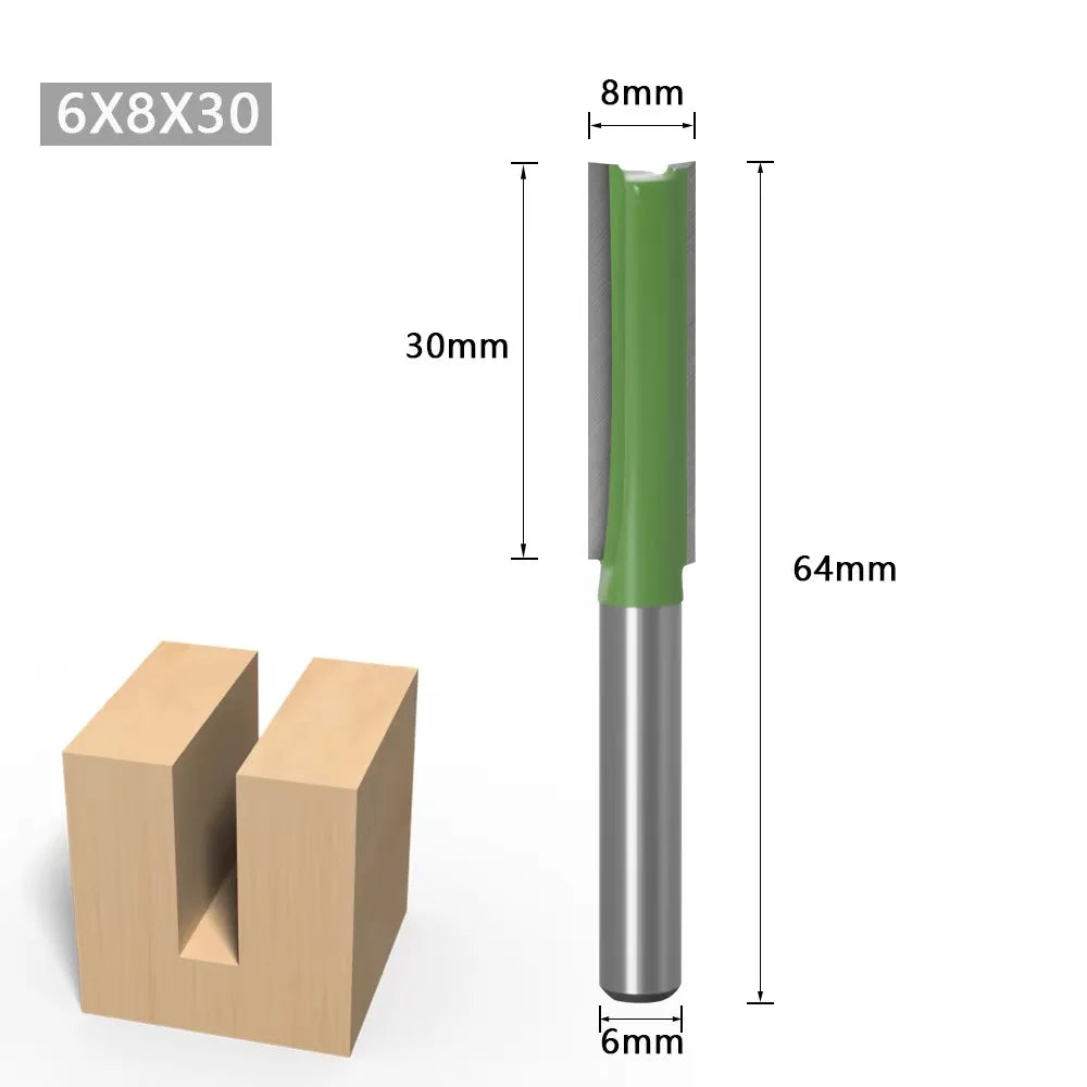 Tungsten Carbide Router Bits 1/4" 6mm Shank - Single & Double Flute Straight Milling Cutter Set