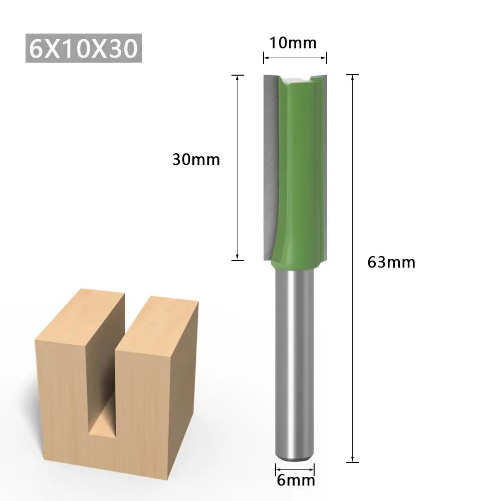 Tungsten Carbide Router Bits 1/4" 6mm Shank - Single & Double Flute Straight Milling Cutter Set