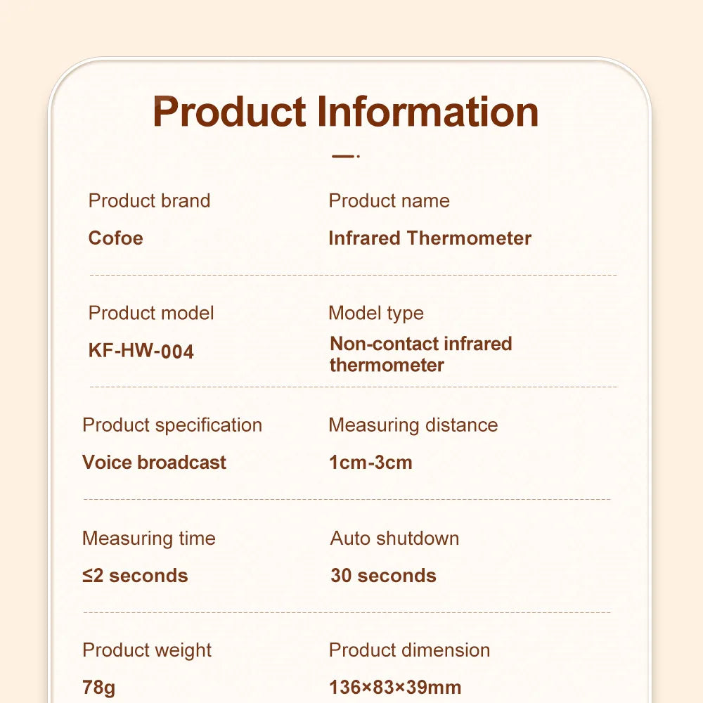 Cofoe Digital Infrared Thermometer - Non-Contact Forehead & Ear Thermometer for Adults & Infants