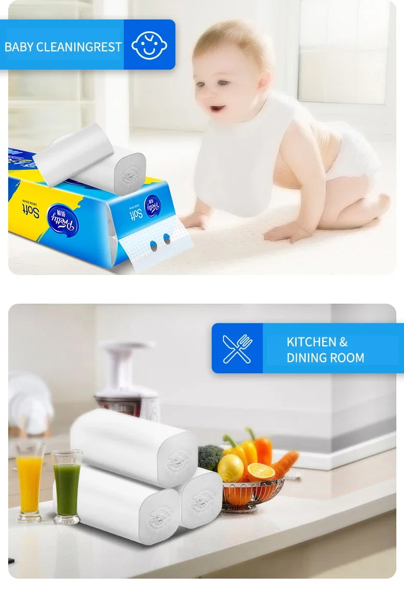 12 Rolls of Full Box of Roll Paper Five Layers of Thickened Core Roll Toilet Paper Toilet Paper