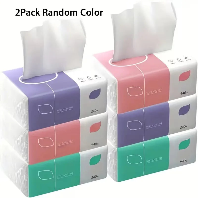 2Pack 4-Layer Paper | 240 Sheets/pack, Durable Water Absorption- Suitable for Face, Toilet, Napkin, Home, Dorm, Office Use