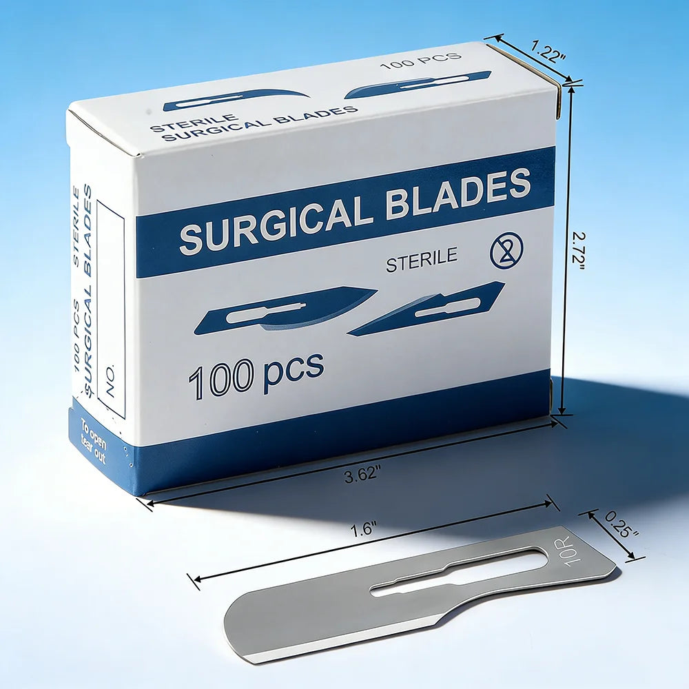 Sterile Surgical Scalpel Blades 100pcs - Carbon Steel #10 #11 #15 - AZDENT Medical Grade