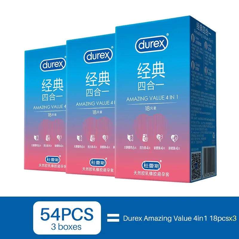 Durex Sensation Value Pack - 4 Types Natural Latex Condoms Variety Pack