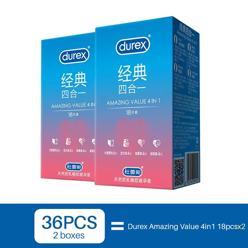 Durex Sensation Value Pack - 4 Types Natural Latex Condoms Variety Pack