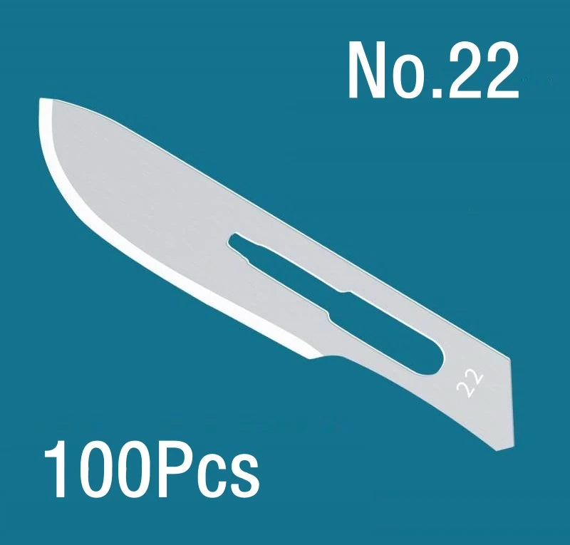 100Pcs Surgical Scalpel Blades Set - Sterilized Medical Grade Blades with Handle for Precision Cutting
