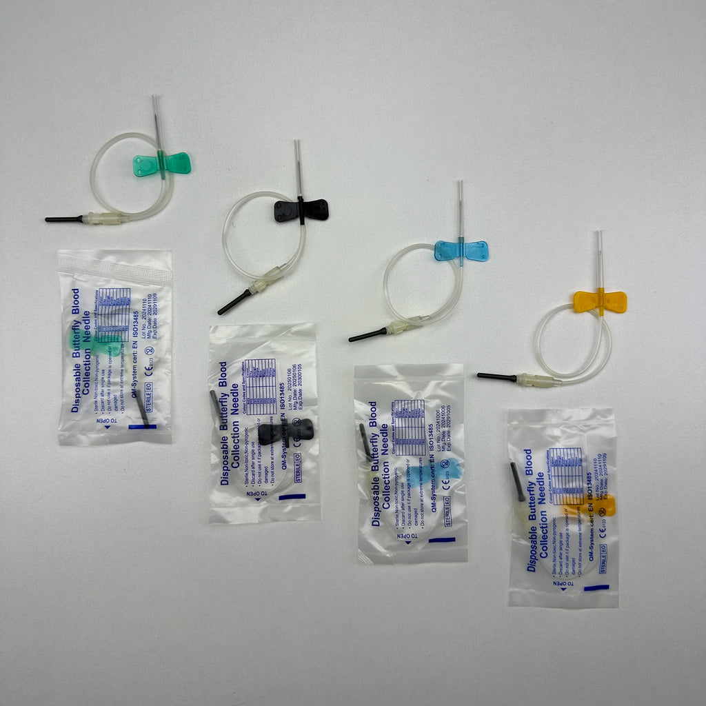 Disposable Butterfly Blood Collection Needles 50pcs - Veterinary Phlebotomy Supplies for Dogs & Cats