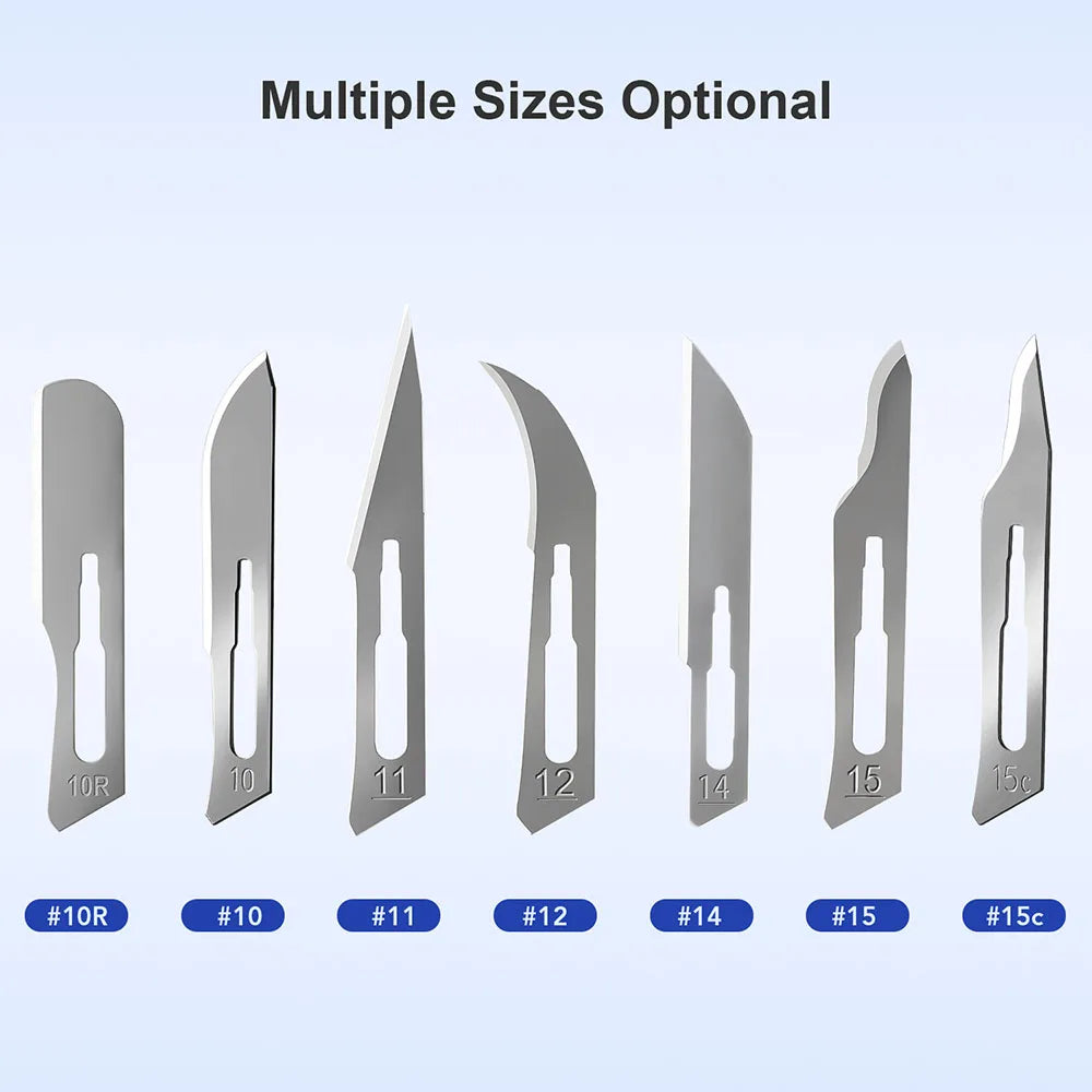 Sterile Surgical Scalpel Blades 100pcs - Carbon Steel #10 #11 #15 - AZDENT Medical Grade