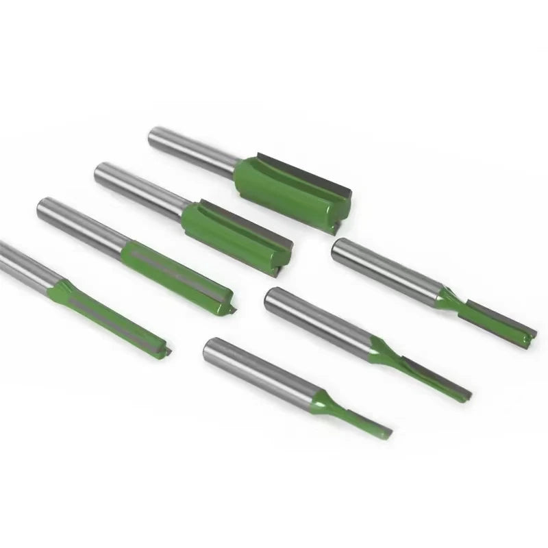 Tungsten Carbide Router Bits 1/4" 6mm Shank - Single & Double Flute Straight Milling Cutter Set