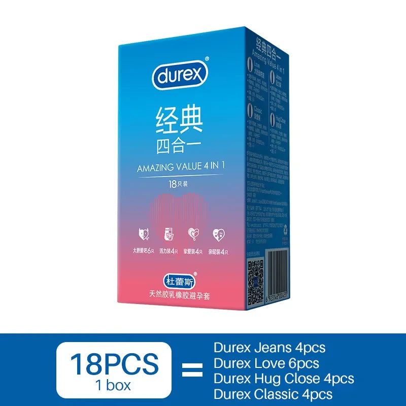 Durex Sensation Value Pack - 4 Types Natural Latex Condoms Variety Pack
