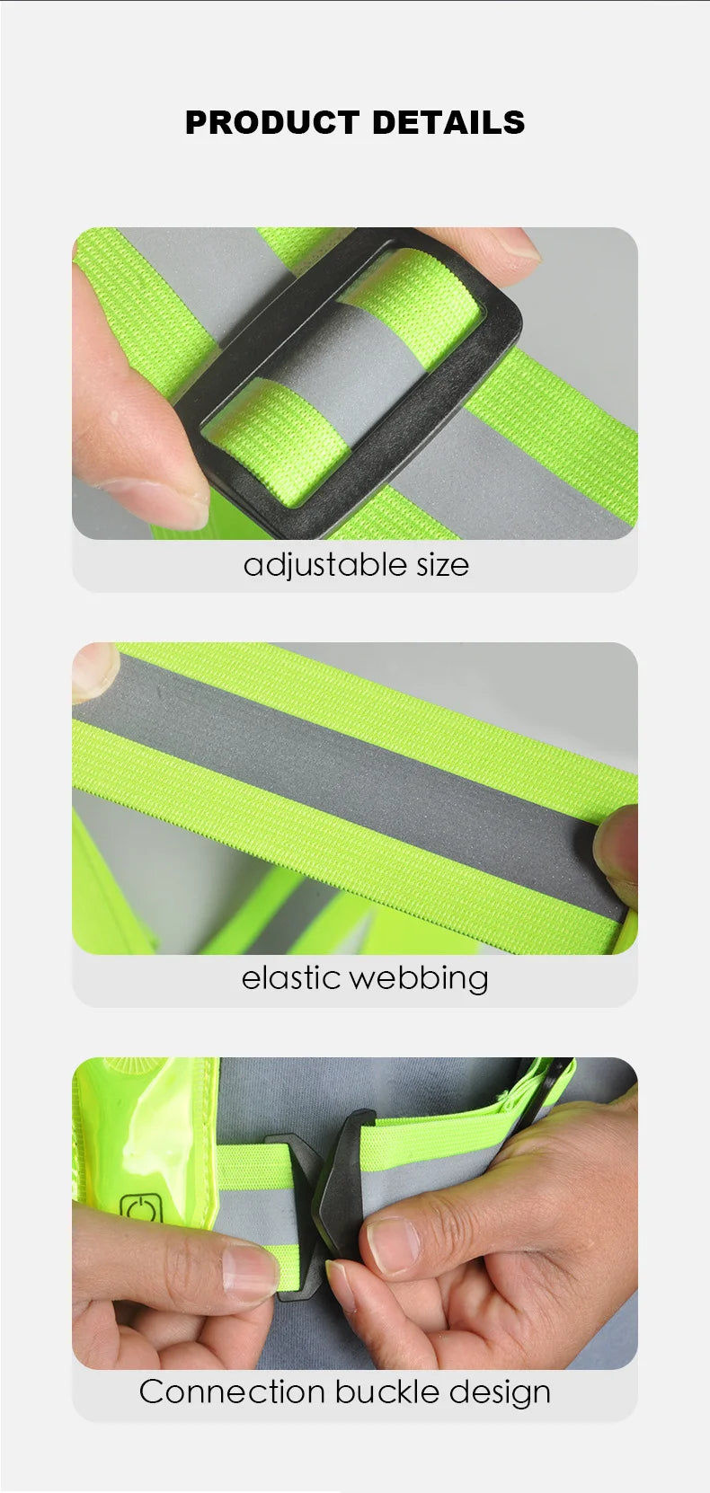 LED Safety Reflective Vest - Adjustable Running Cycling Night Visibility Vest