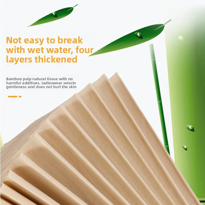 10-50 Packs, Four-layer Thickened, Bamboo Pulp Tissue Paper, 240 Sheets/pack, 60 Sheets/pack, Toilet Paper And Facial Tissue