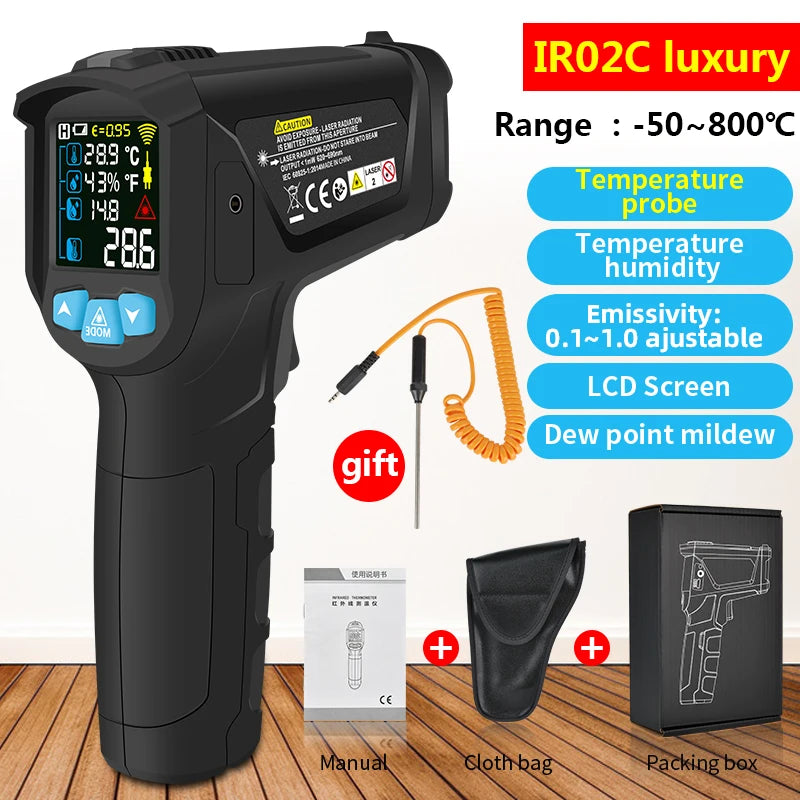Mestek Digital Infrared Thermometer -50°C to 800°C Non-Contact Laser Temperature Gun
