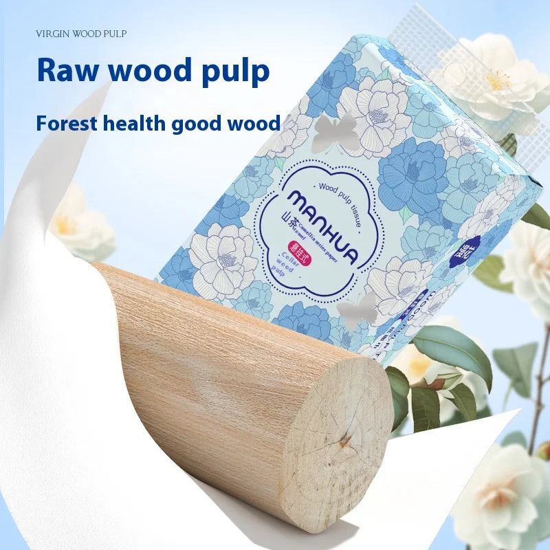 1400 Sheets of Hanging Toilet Paper Family Pack Four Layers of Thickened Paper Towels Original Wood Household Wet and Dry Napkin