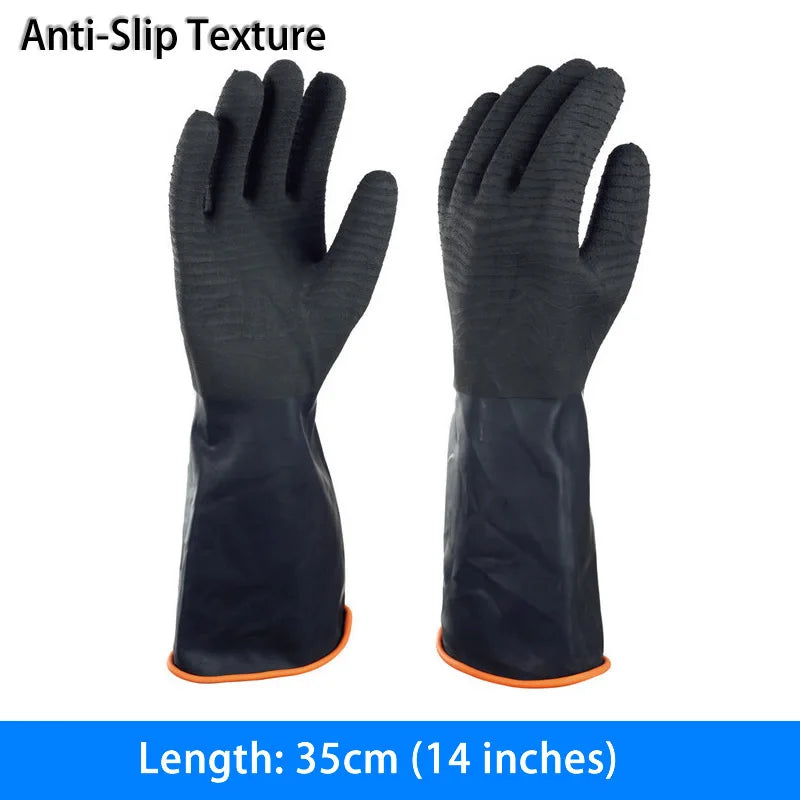 Heavy Duty Chemical Resistant Rubber Gloves - 14-22 Inch Industrial Safety Gloves