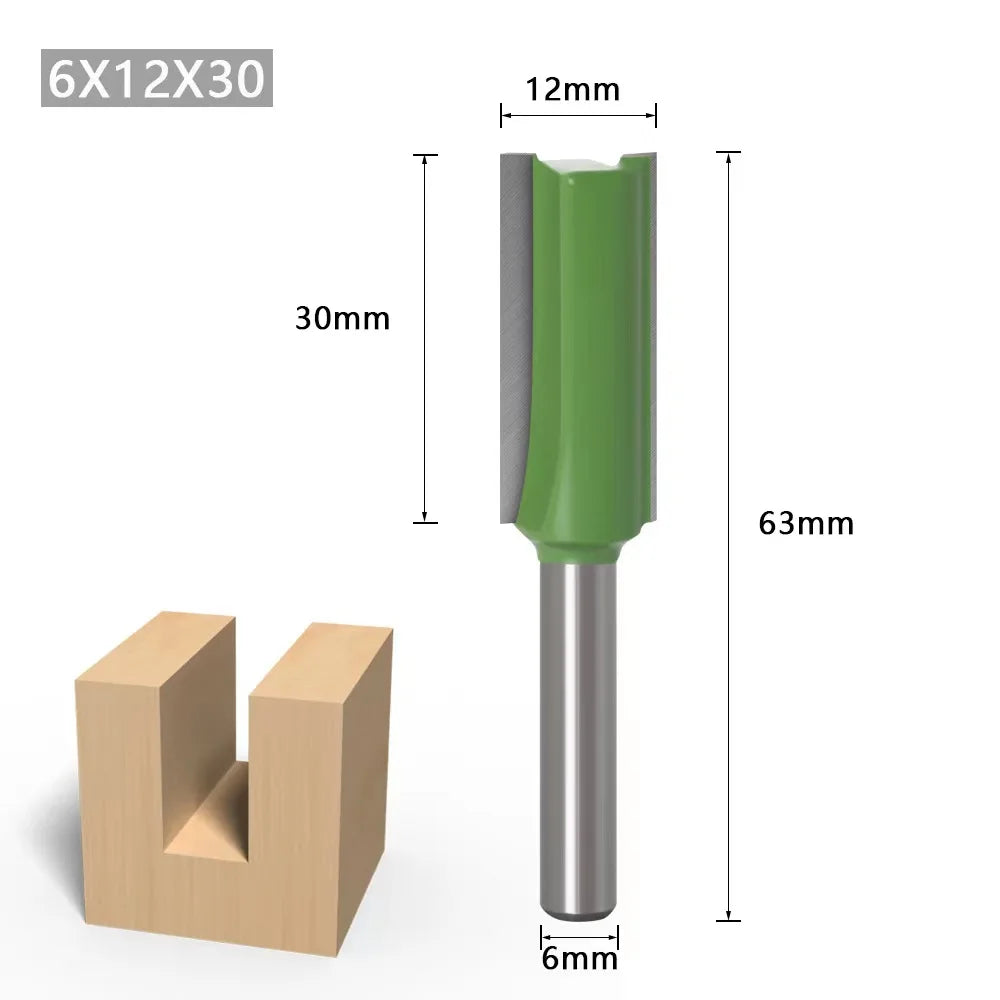 Tungsten Carbide Router Bits 1/4" 6mm Shank - Single & Double Flute Straight Milling Cutter Set