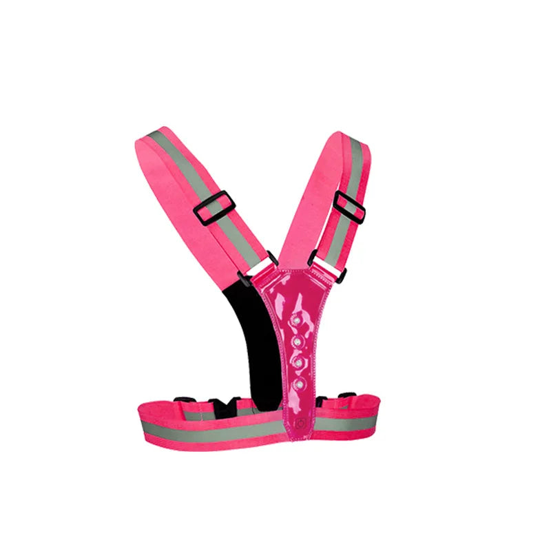 LED Safety Reflective Vest - Adjustable Running Cycling Night Visibility Vest