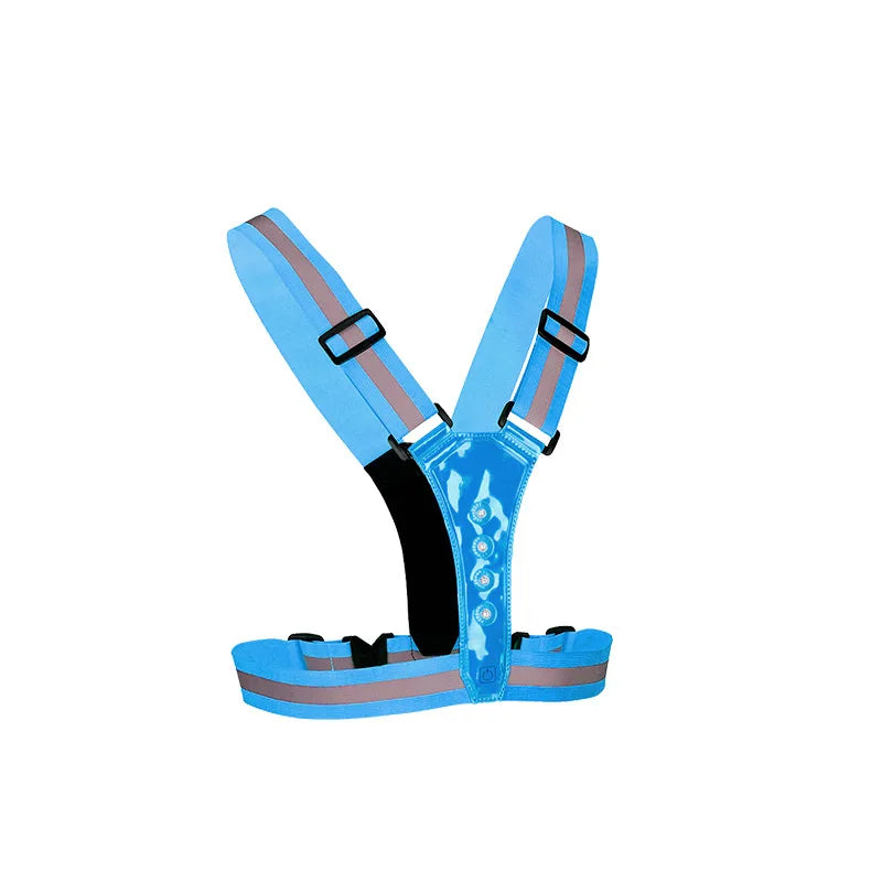 LED Safety Reflective Vest - Adjustable Running Cycling Night Visibility Vest