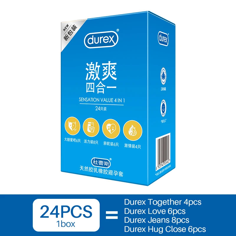 Durex Sensation Value Pack - 4 Types Natural Latex Condoms Variety Pack