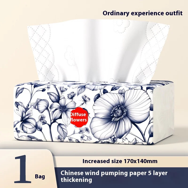 Chinese Style Drawer Tissues - 400 Sheets Thickened Facial Tissue | 8-Pack