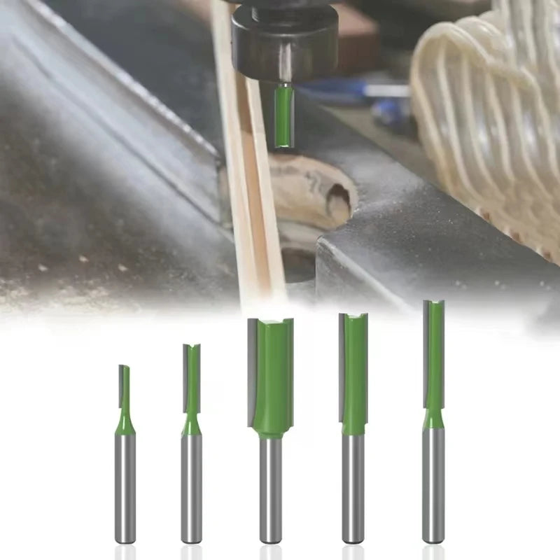 Tungsten Carbide Router Bits 1/4" 6mm Shank - Single & Double Flute Straight Milling Cutter Set