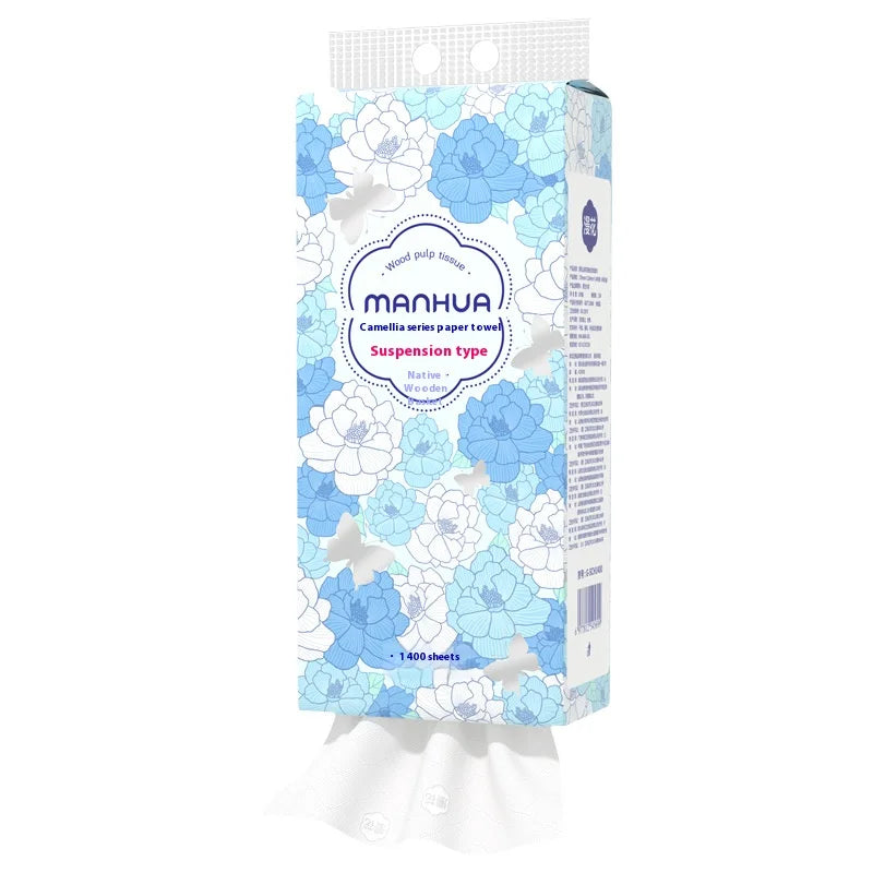 1400 Sheets of Hanging Toilet Paper Family Pack Four Layers of Thickened Paper Towels Original Wood Household Wet and Dry Napkin