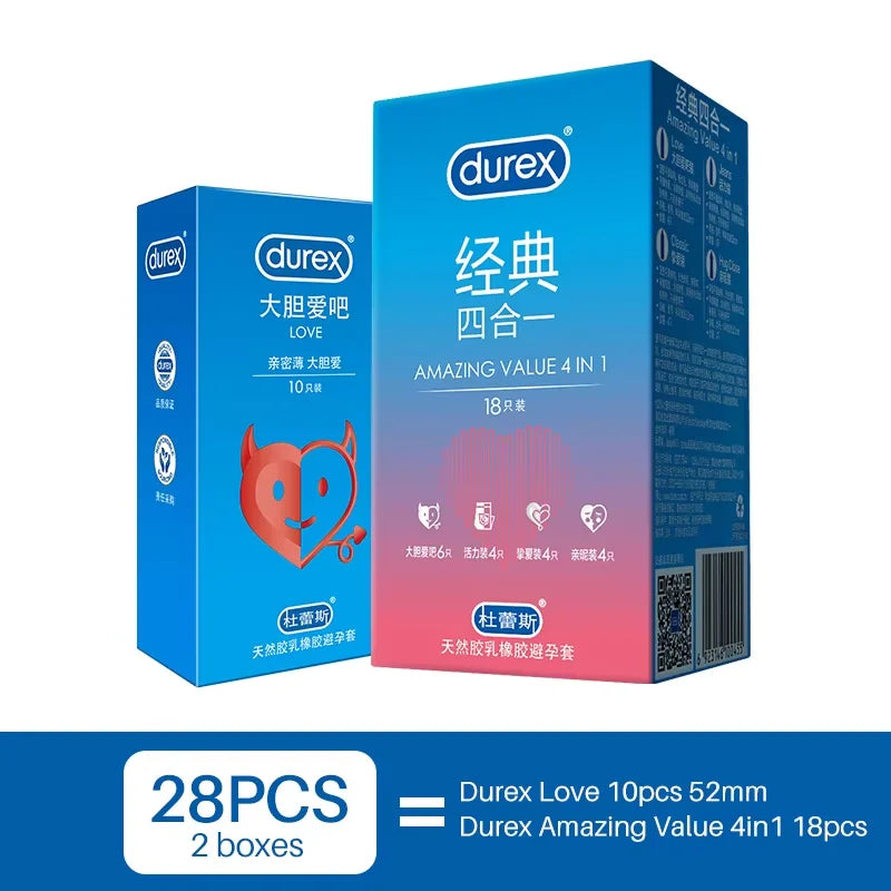 Durex Sensation Value Pack - 4 Types Natural Latex Condoms Variety Pack